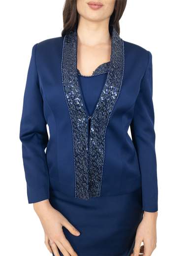 Completo Tre Pezzi con Gonna Longuette Corsetto e Giacca Decorata