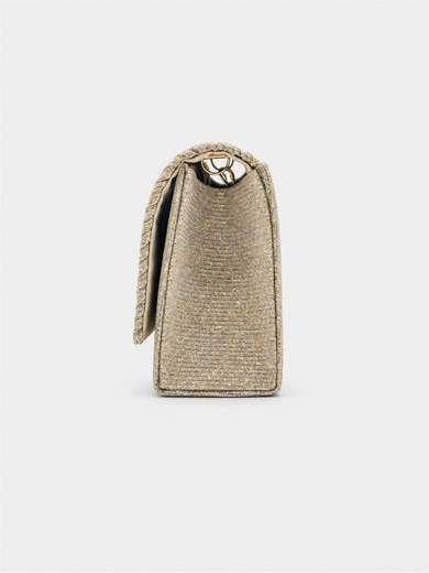 Pochette Oro Glitterata da Cerimonia con Catenella XX3480-ORO
