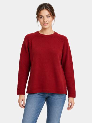 Women's Viscose Blend Crew-Neck Sweater with Textured Details
