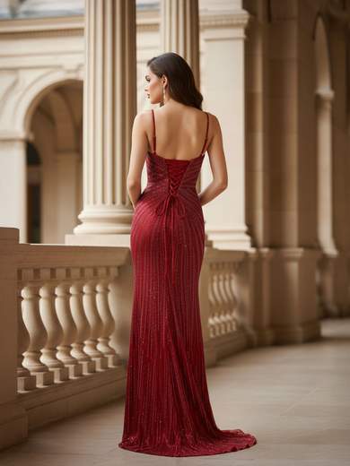 STRABELLO CERIMONIA Abito da cerimonia lungo elegante a sirena con strass e spacco laterale 83001K