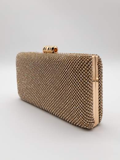 Gold Rhinestone Clutch for Weddings and Evening Events with Strap MM0025-ORO