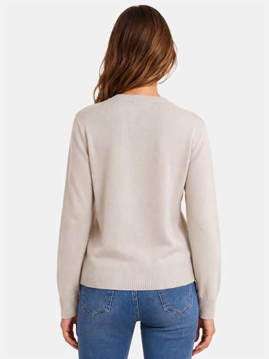 Women's Cotton Crewneck Sweater with Ribbed Finishes