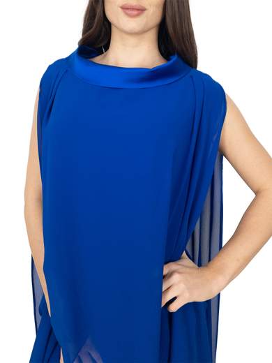 Completo Donna in Chiffon con Casacca Effetto Mantella e Pantalone Elegante