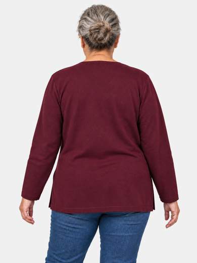Oversized Viscose Top with Lurex Detail and Jeweled Faux Pockets