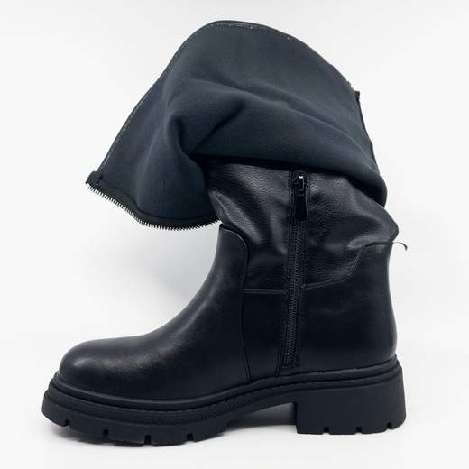 Stivali Donna Bassi Invernali Neri Con Zip Punta Tonda