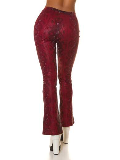 High-Waisted Bootcut Faux Leather Snake Print Pants