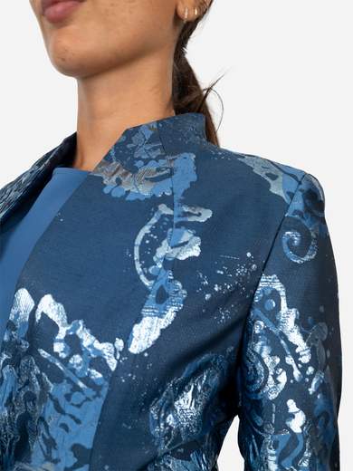 Completo elegante donna 3 pezzi con spolverino damascato Made in Italy