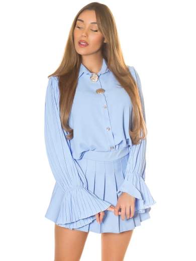 Minigonna pantaloncino sexy a vita alta con pieghe a scatola