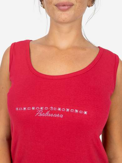 PERLARARA Canotta donna cotone con strass Perlarara Made in Italy C73