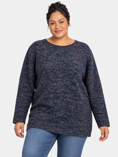 Maglia over in misto lana con filato tweed