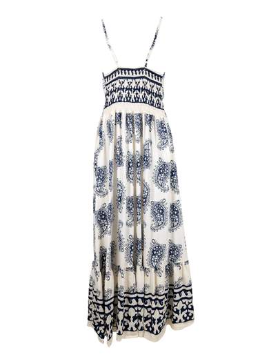 Women's ethnic long dress in viscose with adjustable straps – Lightweight summer outfit