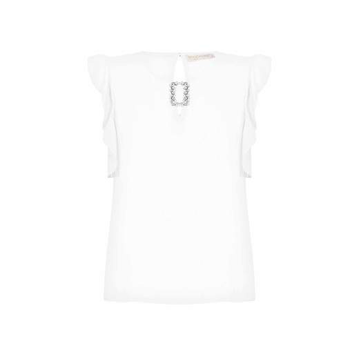 RINASCIMENTO Blusa Donna Elegante in Chiffon con Giromanica con Volant