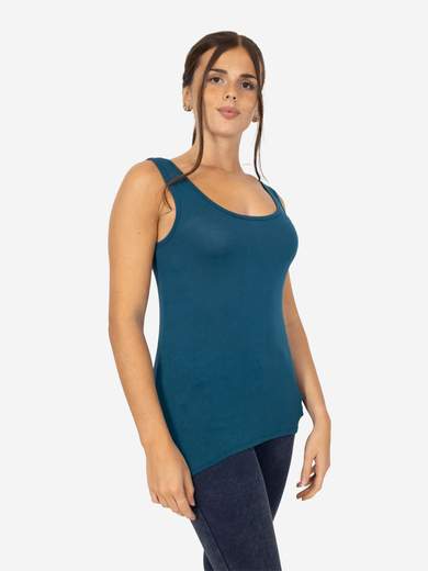 Slim Fit Women’s Tank Top with Wide Straps in Stretch Viscose
