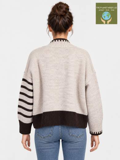 Cardigan aperto in misto lana con intarsio