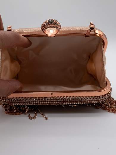 Pochette Gioiello Bronzo da Cerimonia con Strass e Frange 3604-BRONZO