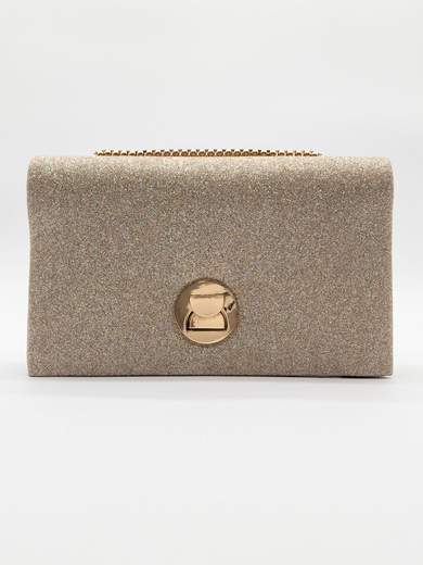 MICHELLE MOON Pochette Oro Glitterata con Tracolla in Catena HD1283-ORO