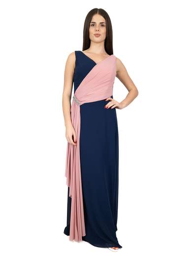 Abito lungo da cerimonia stile impero elegante con stola inclusa