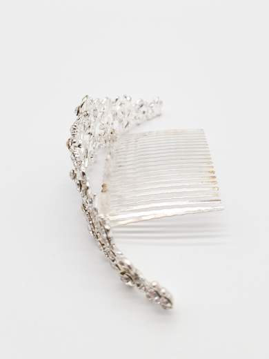 Pettine Diadema Argento con Strass per 18esimo Compleanno e Cerimonie