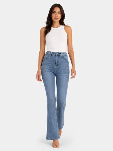 Slim Fit Light Blue Denim Flare Jeans