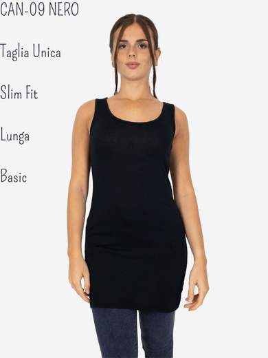 STRABELLO Canotta Donna Slim Fit Lunga in Viscosa – Modello Basic CAN-09