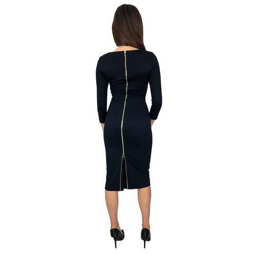 CARMEN Abito Tubino Donna Elegante Manica Tre Quarti Invernale Midi Stretch