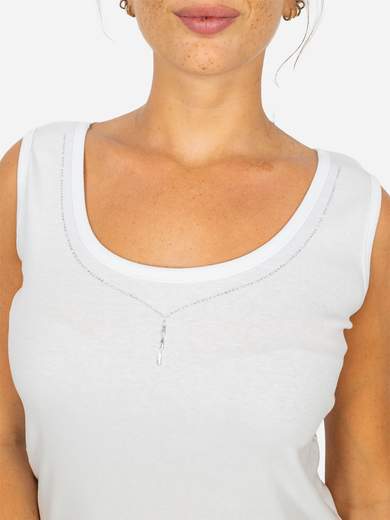 PERLARARA Canotta donna 100% cotone con strass Perlarara Made in Italy C81-25