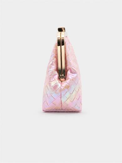 Elegant Pink Ceremony Clutch Bag with Double Chain