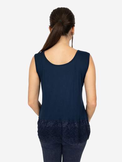 STRABELLO Canotta Donna Spalla Larga con Bordo in Pizzo Oversize CAN-06