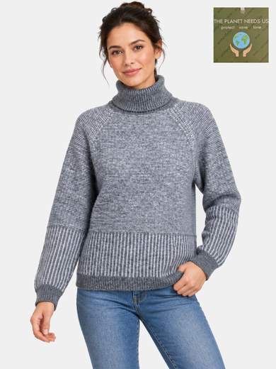Pullover dolcevita con lavorazione jacquard mélange