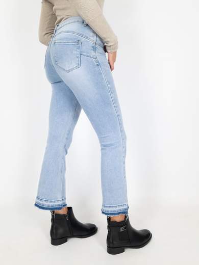 Jeans Cropped Flare Donna Zampa Elasticizzati Slim Fit