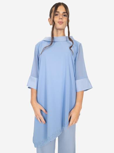 Completo Elegante Curvy con Casacca Asimmetrica e Strass – Modello YSE370TU4038