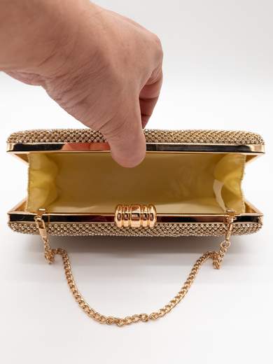 Gold Rhinestone Clutch for Weddings and Evening Events with Strap MM0025-ORO