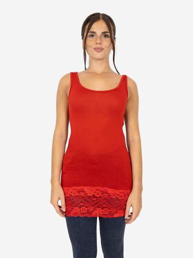 Canotta Donna Lunga Con Pizzo In Fondo Basic Per Leggings Slim Fit