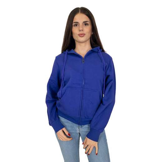 Felpa Donna con Zip Oversize e Cappuccio Tasche Frontali