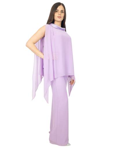 Completo Donna in Chiffon con Casacca Effetto Mantella e Pantalone Elegante