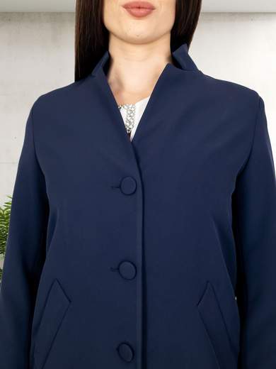 Spolverino Donna Elegante Cerimonia Blu Tre Bottoni