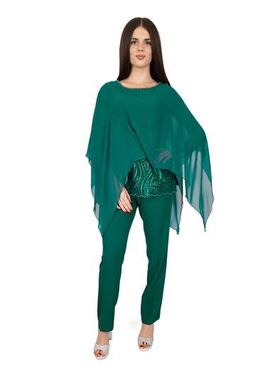 Completo cerimonia curvy elegante con casacca e pantalone R-800