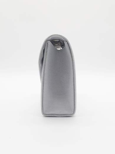 White Glitter Evening Clutch with Detachable Chain