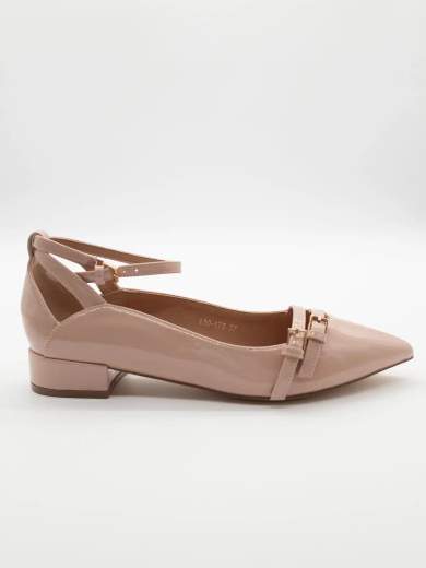 CHIARA FOSCARI Ballerine a Punta in Vernice Beige con Cinturino e Dettaglio Fibbia A30-175-BEIGE
