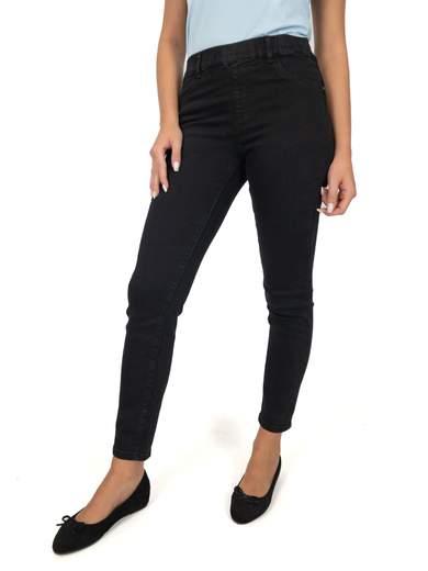 Jeggings Donna Neri A Vita Alta Con Elastico Emanuela Costa