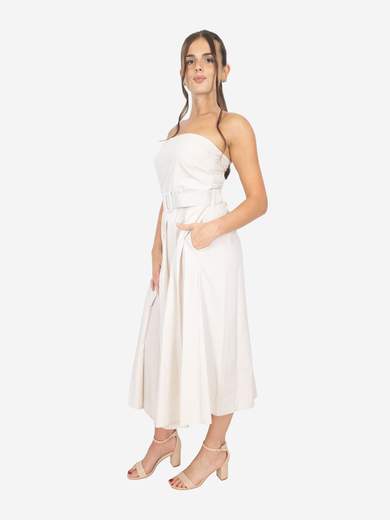 Women's cotton summer dress with belt – Strapless