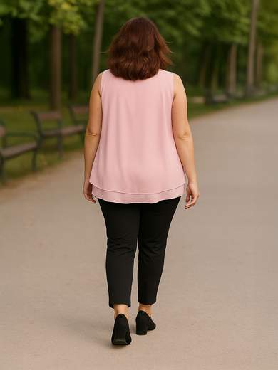 Curvy Girl Blusa curvy smanicata in georgette – Taglie 48-52 T5915T5