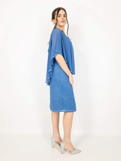 Sologioie Curvy Abito da cerimonia corto curvy con mantella in chiffon YSE990TU4376