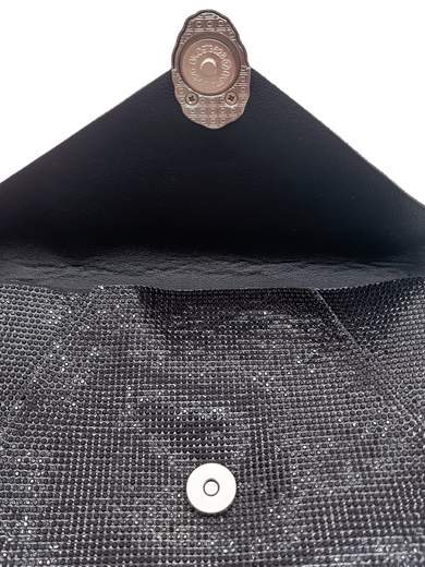 Black Ceremony Clutch with Rhinestones and Jewel Closure