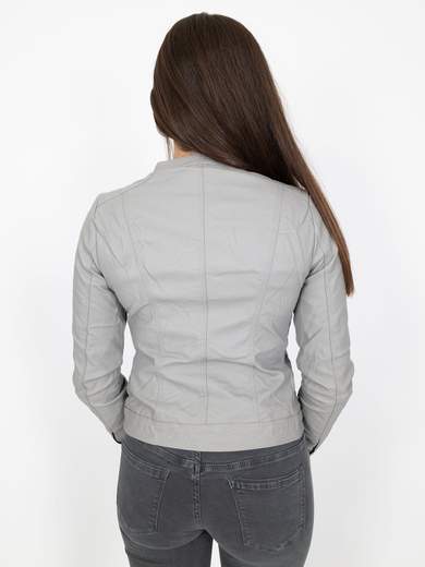 Giacca Ecopelle Corta Donna Slim Fit Con Manica Lunga E Zip