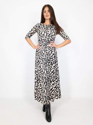 Bucle Vestito Lungo Donna A Fantasia Casual Manica Tre Quarti
