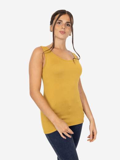 Slim Fit Women’s Tank Top with Wide Straps in Stretch Viscose