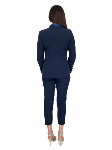 NORMEET Tailleur donna elegante con giacca smoking e pantalone a sigaretta P24-304-P13