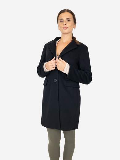 Cappotto monopetto donna nero elegante Made in Italy