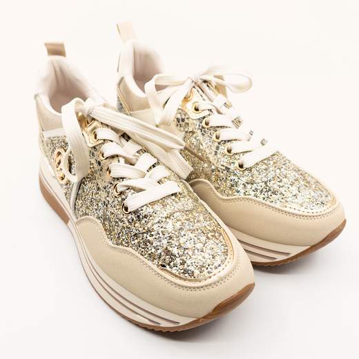 JANESSA Sneakers Donna Glitterate Con Suola Alta E Comode Con Lacci